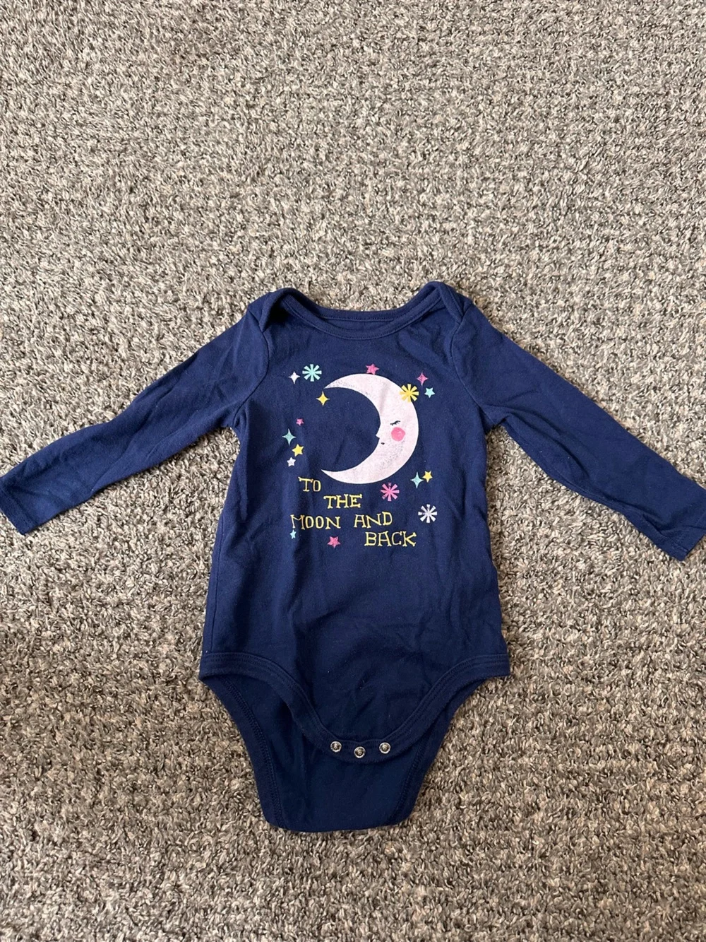 18M Cat & Jack Navy Long-Sleeve Moon Graphic Bodysuit with Pink Moon